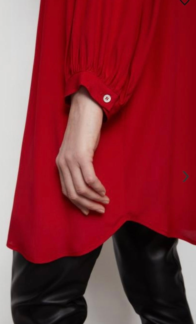 Ottodame Cardinal Red Silk Mix Pussybow Dress