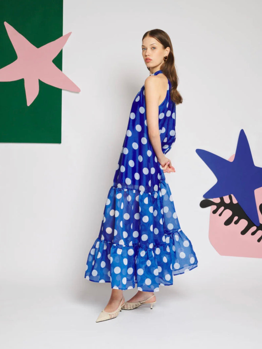 Sister Jane Blue Polka Dot Organza Midi Dress