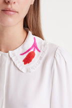 Compañia Fantastica White Blouse with Embroidered Peter Pan Collar