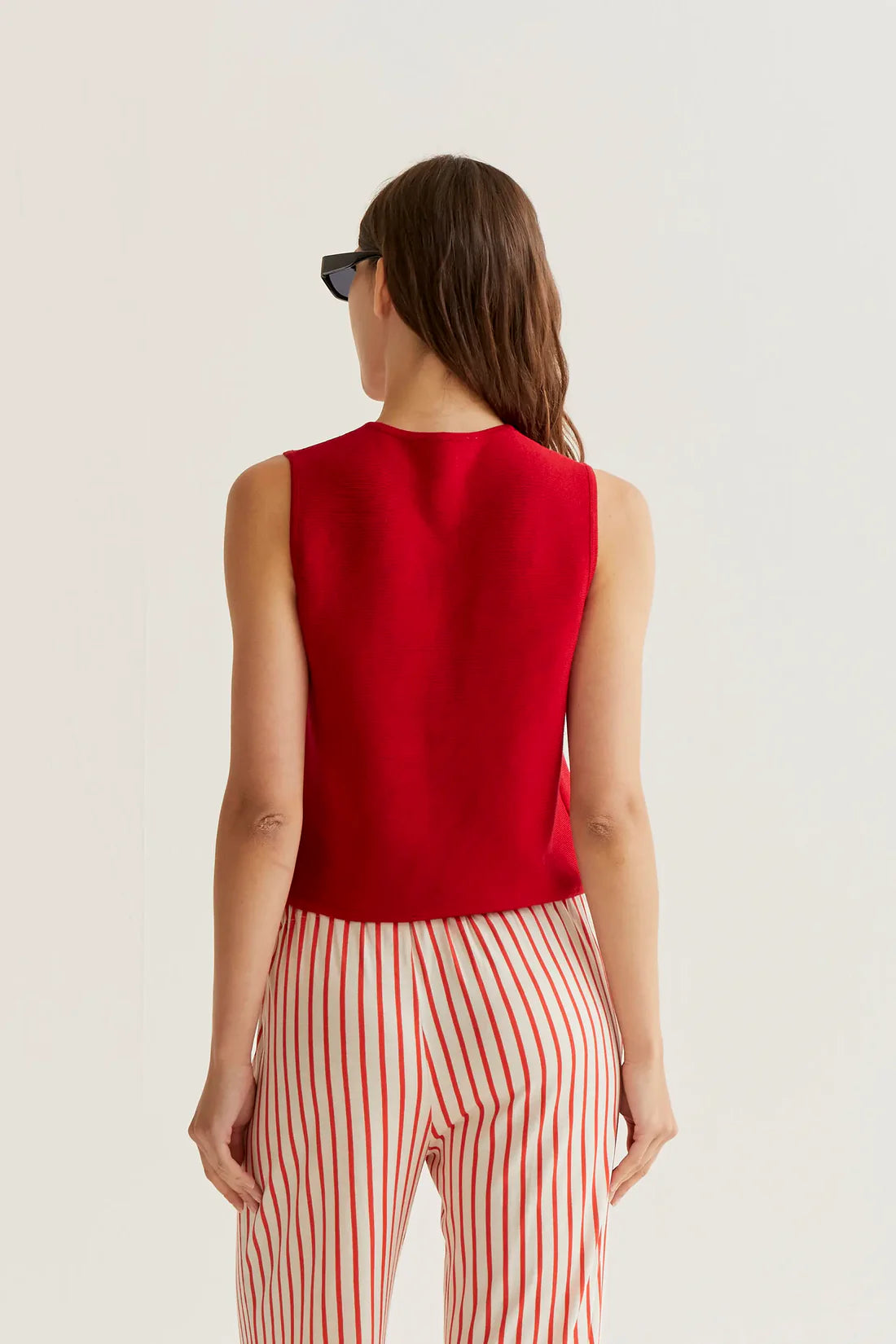 Compañía Fantástica Red Knit Waistcoat Top