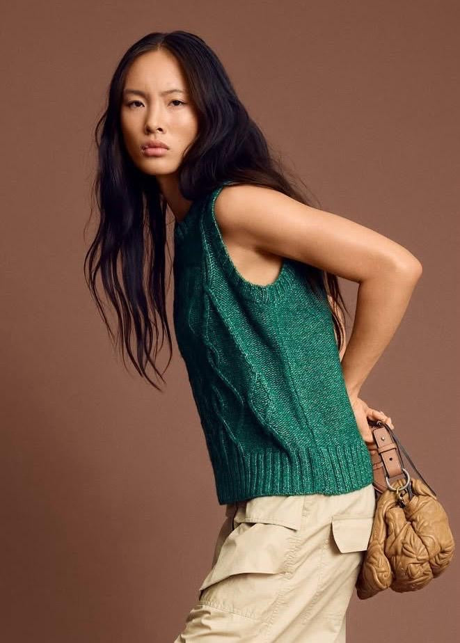 MUNTHE NOEY Green Cable Knit Vest