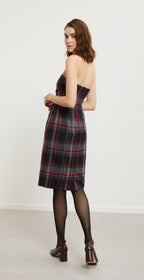 Ottod’Ame Black Red Tartan Strapless Dress