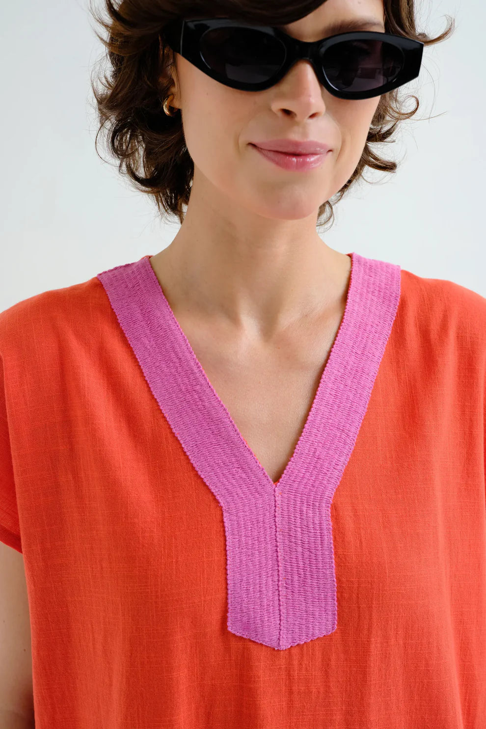 Compañía Orange/Pink Cotton Kaftan
