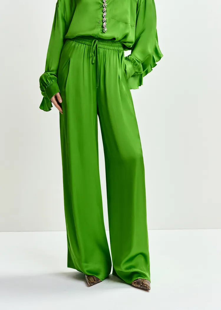 Essentiel Antwerp Green Fluid Palazzo Pants