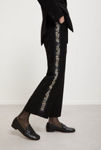 Ottod’Ame Black Straight Leg Trousers with Embellished Side Stripe