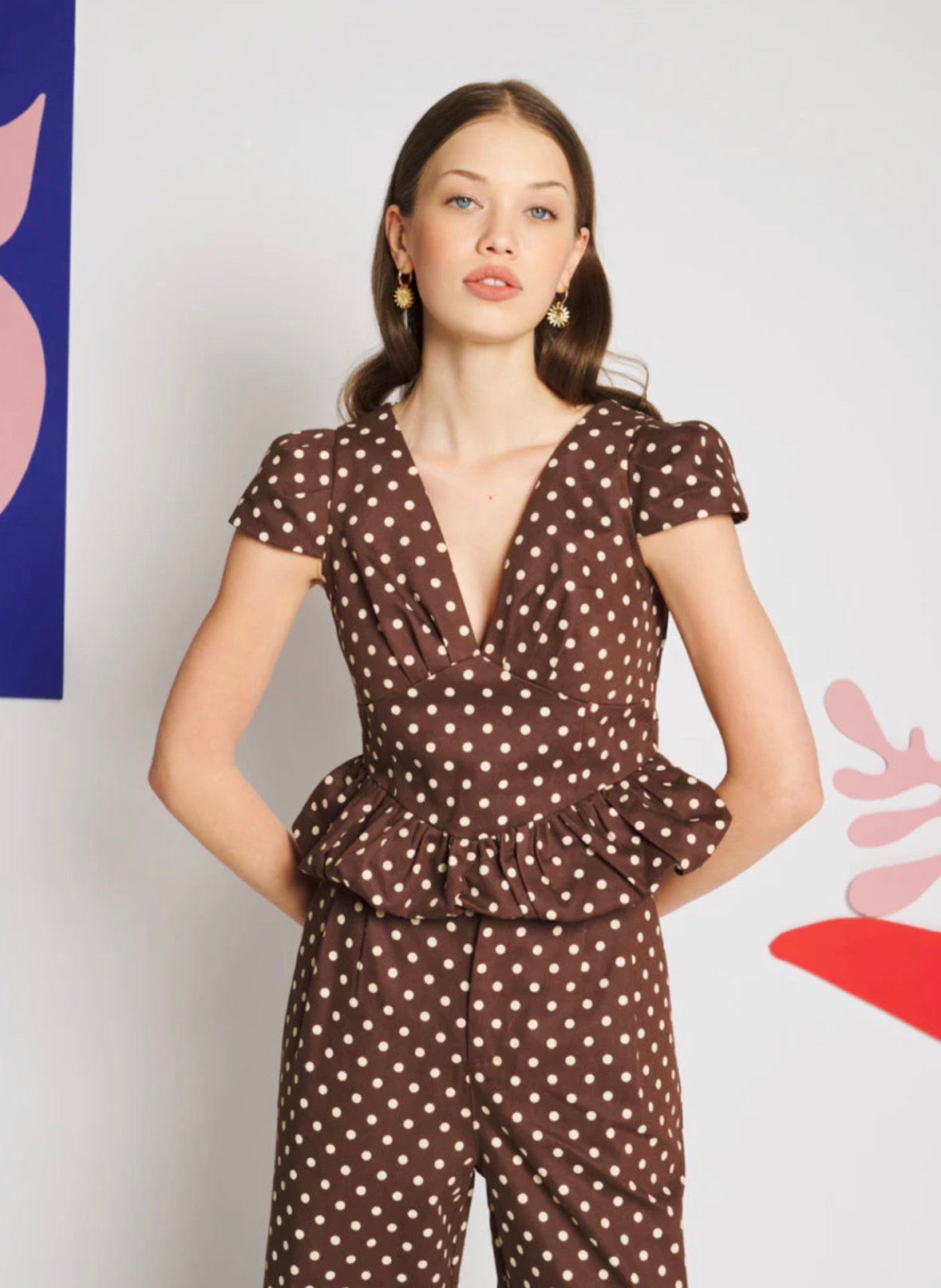 Sister Jane Brown Polka Dot Canvas Bodice Top
