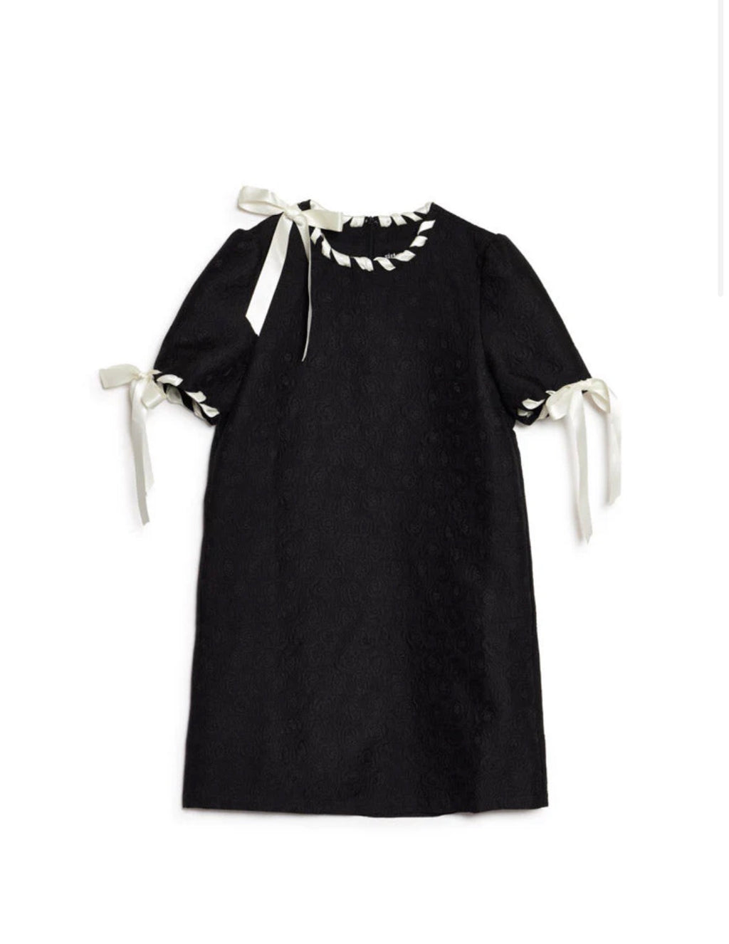 Sister Jane Black Short Sleeve Jacquard Shift Dress