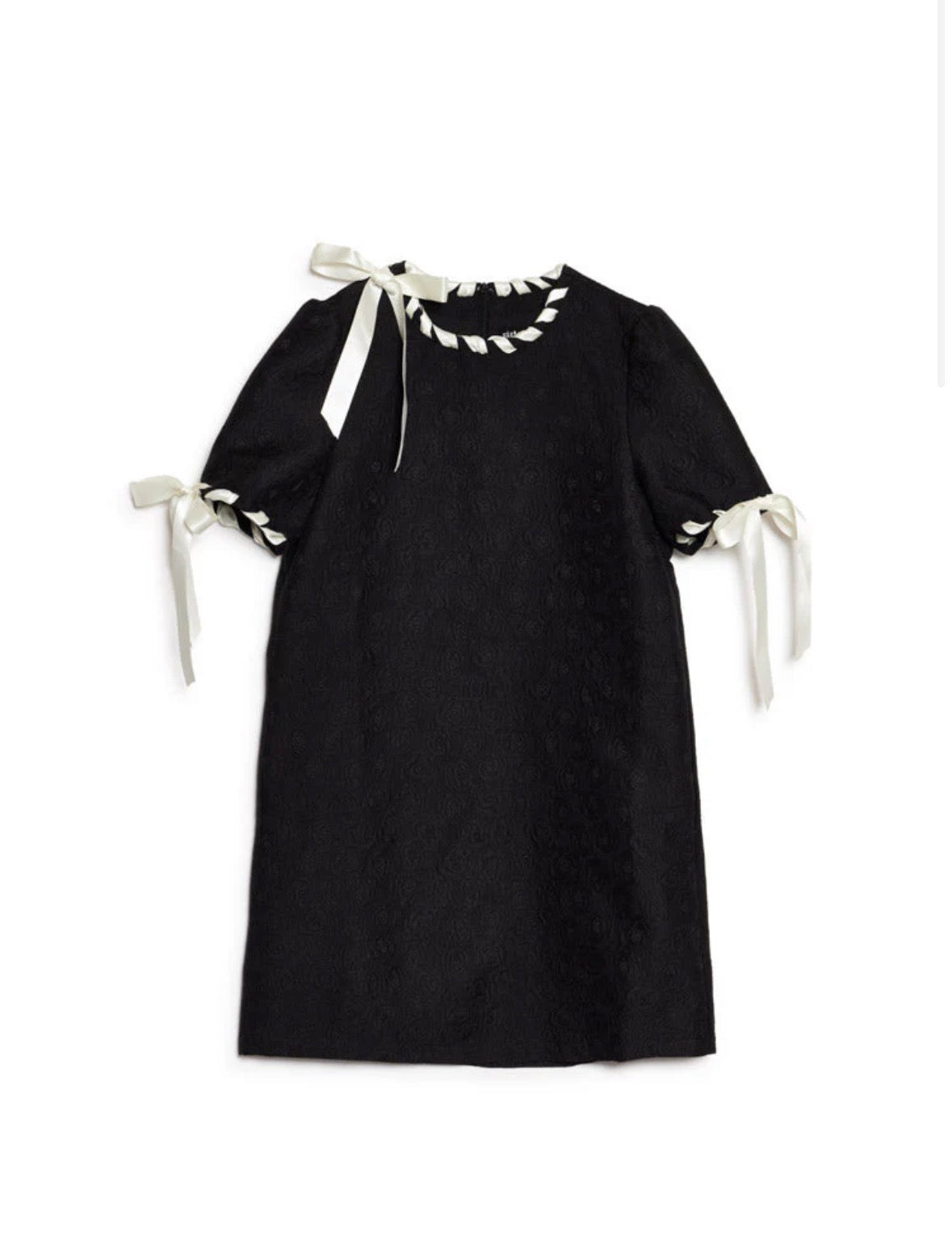 Sister Jane Black Short Sleeve Jacquard Shift Dress