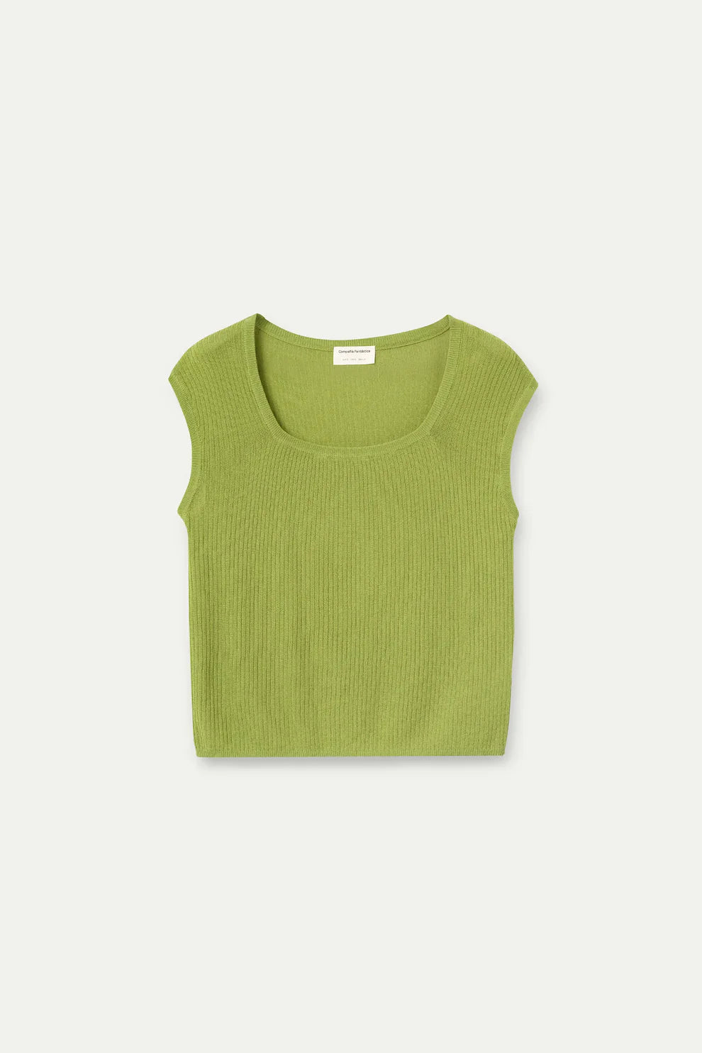 Compañía Green Fine Knit Ribbed Top