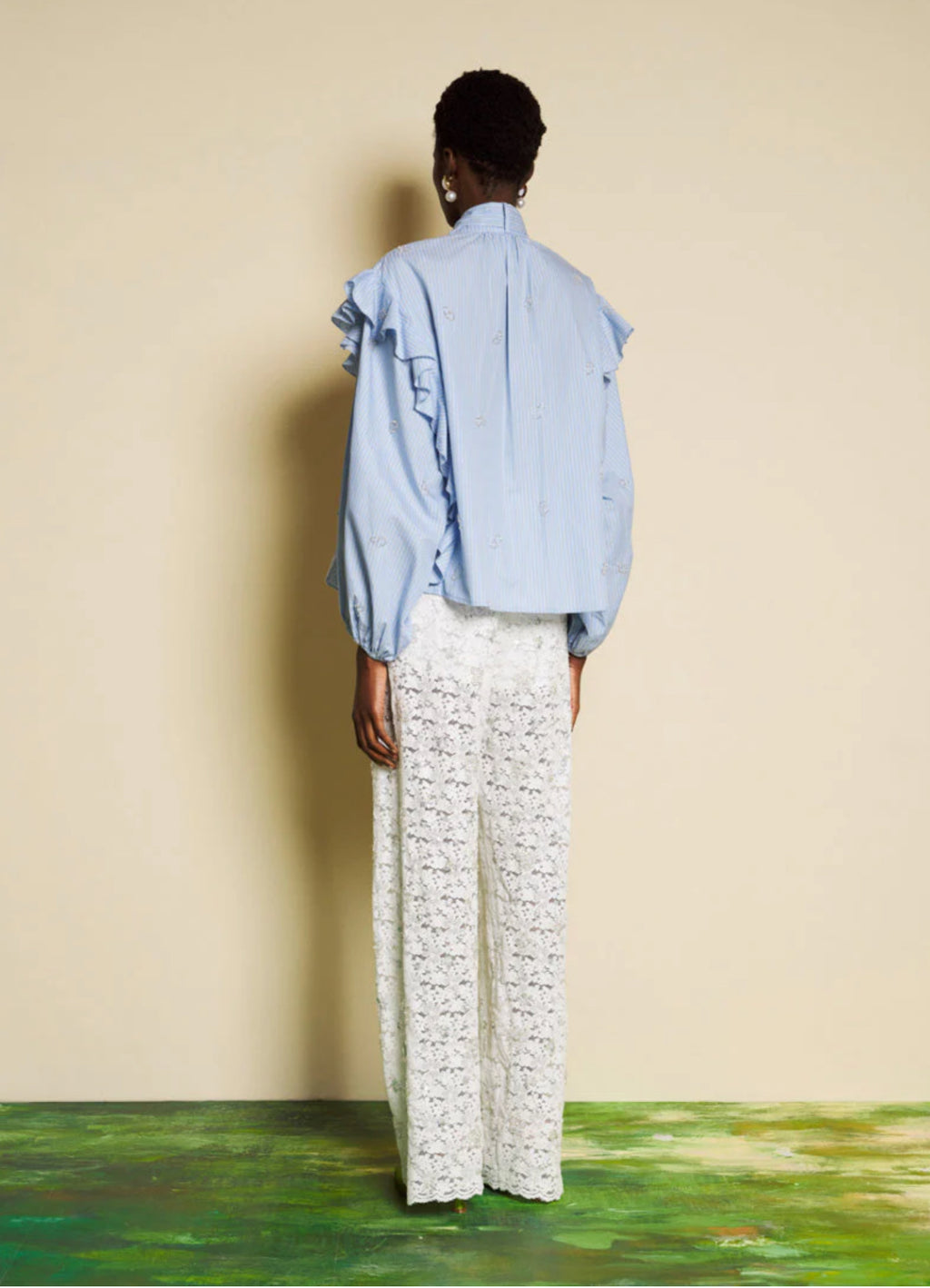 DREAM Sister Jane Blue Stripe Pussybow Fresco Blouse