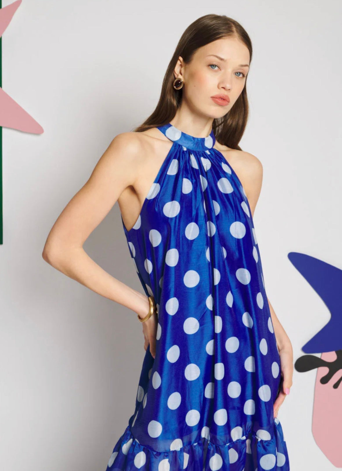 Sister Jane Blue Polka Dot Organza Midi Dress