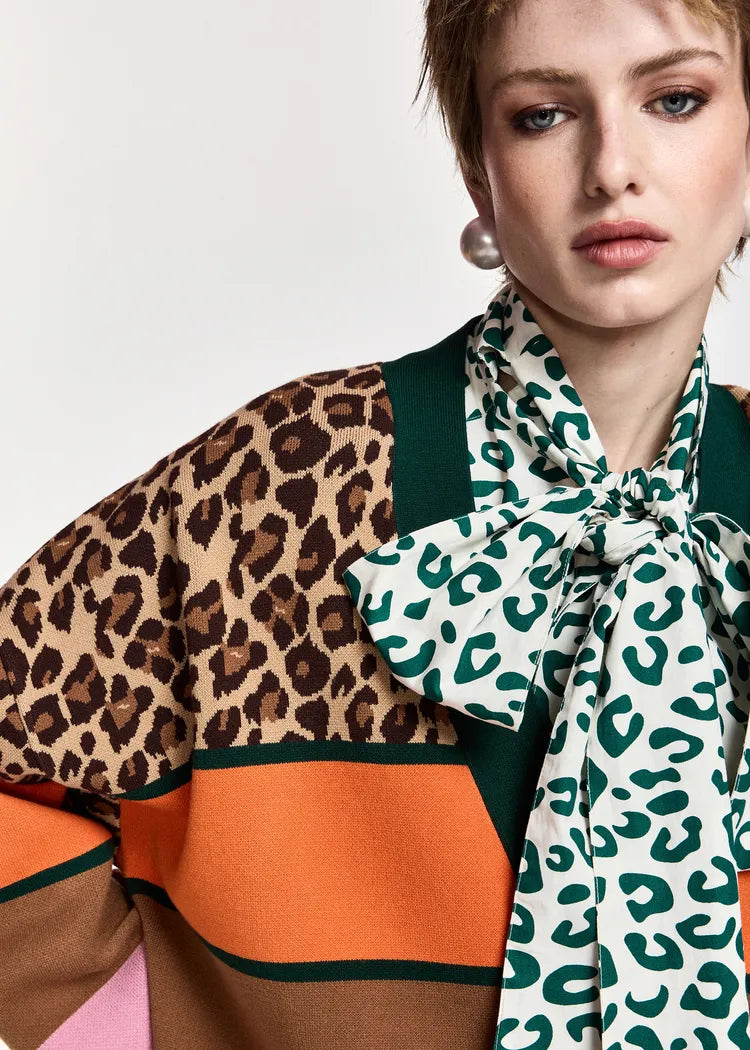 Essentiel Antwerp Leopard Print Knit Cardigan