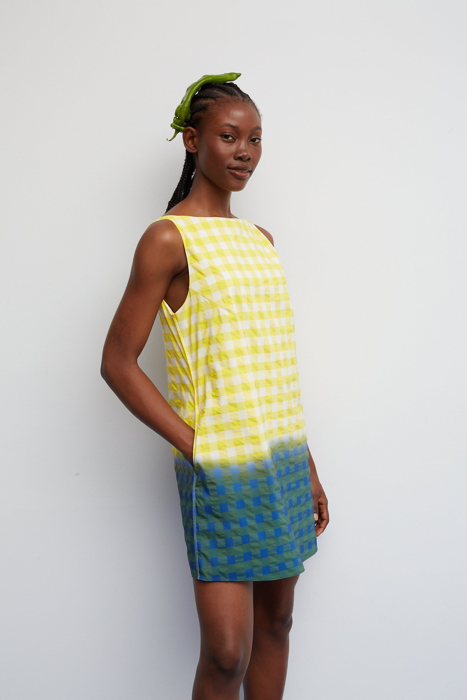 Dr. Bloom Neon Yellow Seersucker Mini Dress