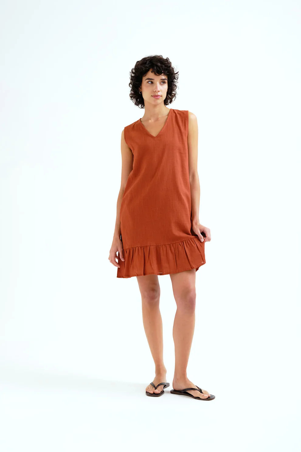 Compañía Cotton Terracotta Mini Dress