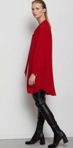 Ottodame Cardinal Red Silk Mix Pussybow Dress