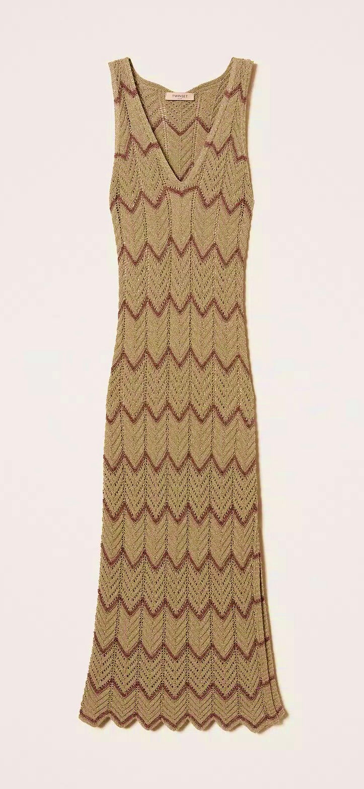 Twinset Milano two-tone knit Midi dress