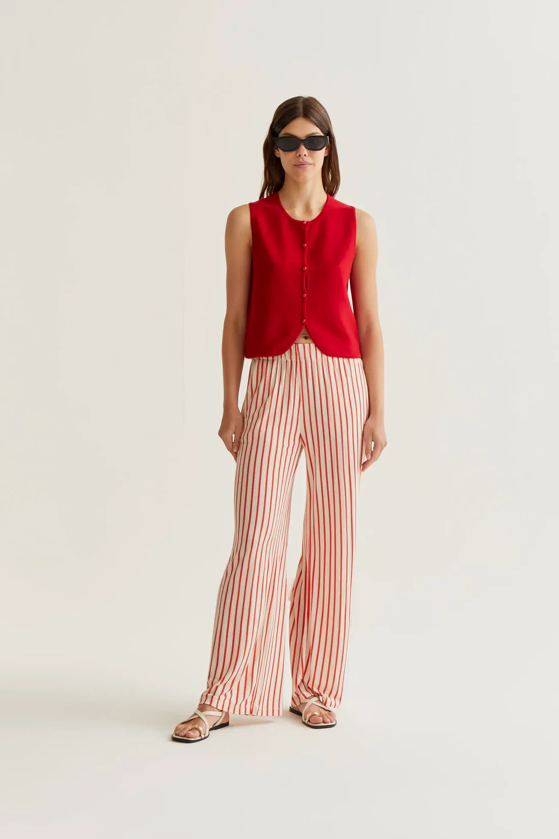 Compañía Fantástica Red Knit Waistcoat Top