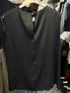 Ottod’Ame Black Flowy Tank Top with Embroidery