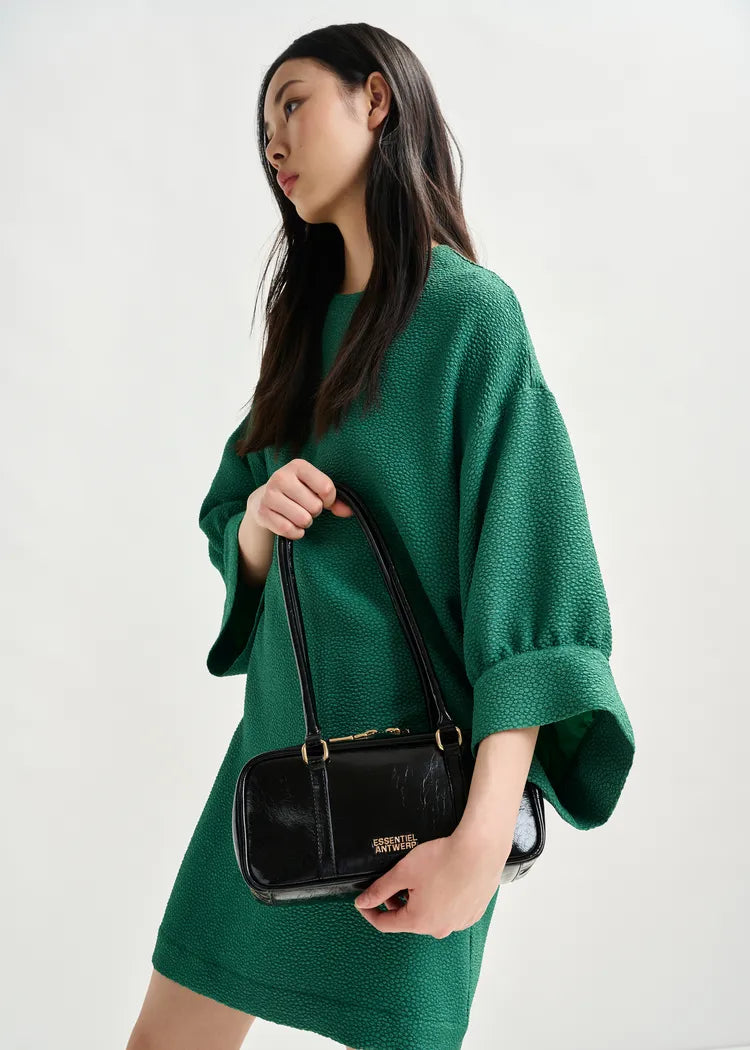Essentiel Antwerp Black Glossy Shoulder Bag