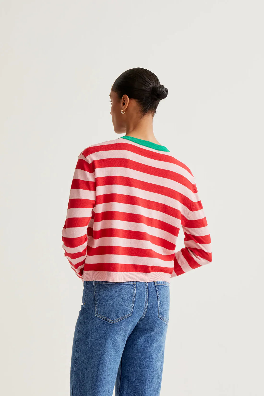 Compañía Red & Pink Stripe Fine Knit  Cardigan