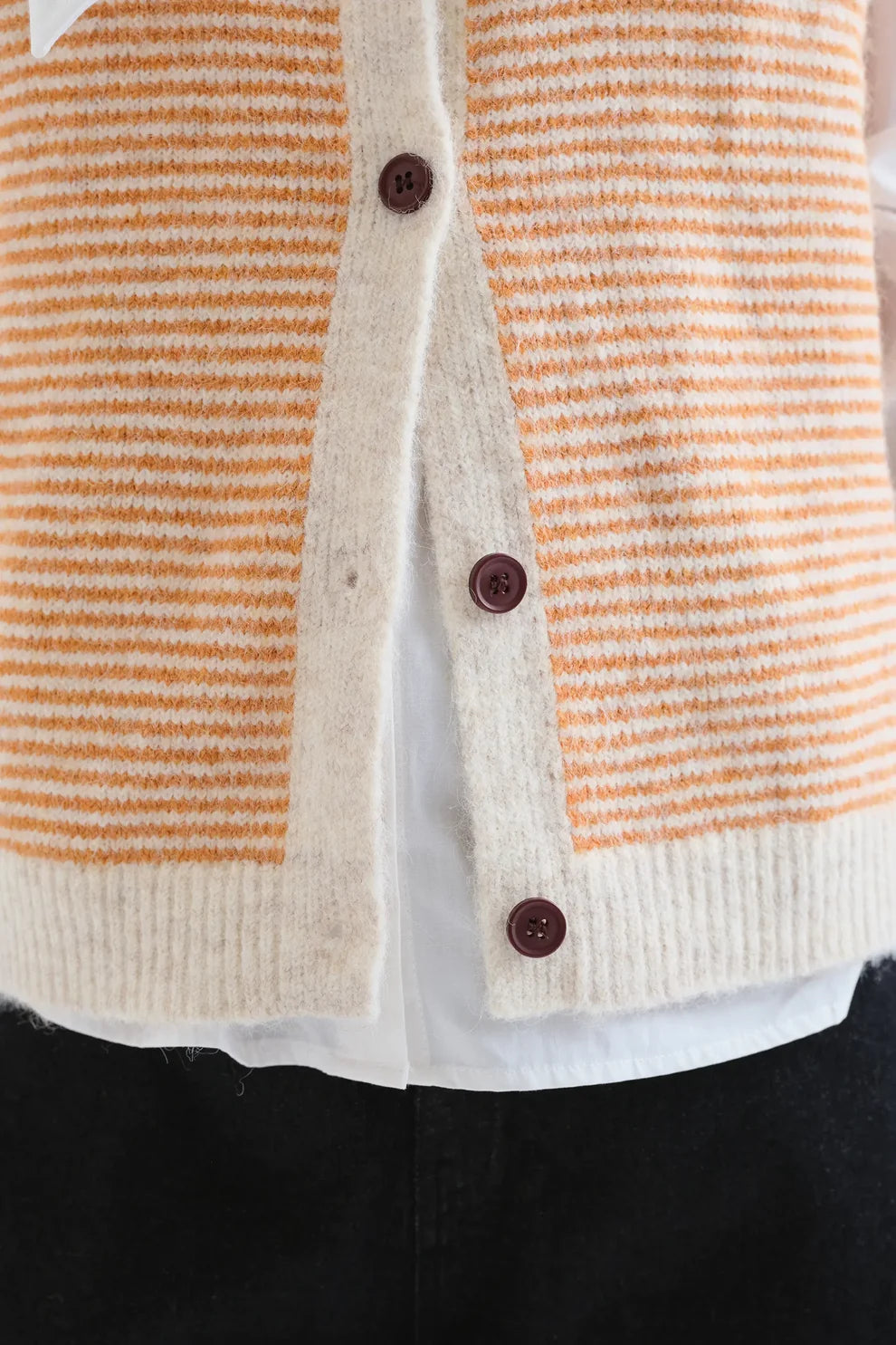 Compañia Fantástica Orange Stripe Knitted Button Up Vest