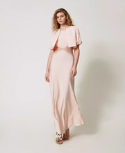 Load image into Gallery viewer, Twinset Milano cupcake pink long satin slip dress with lace
