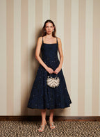 DREAM Sister Jane Navy Midi Dress with Crystal Embellishments