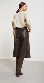 Ottod’Ame Chocolate Brown Faux Leather Culottes