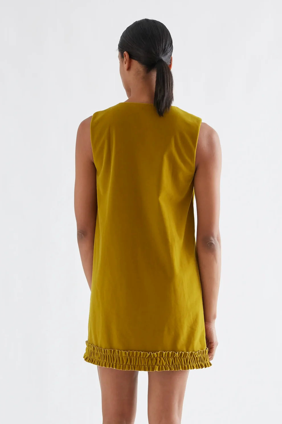 Compañia Fantástica Ochre Velvet Mini Shift Dress