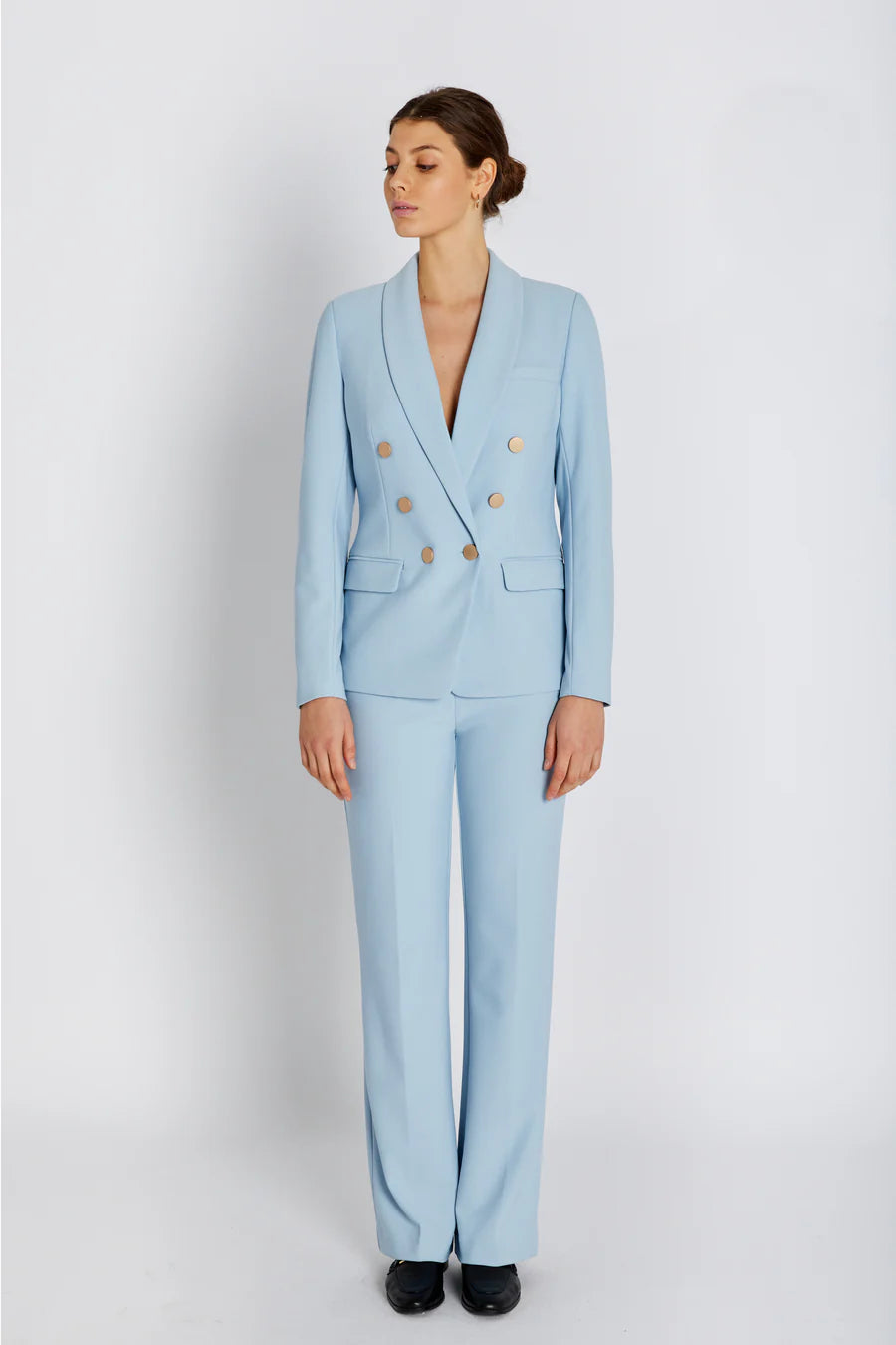 RDF Sky Blue Straight Wide Leg Full Length Trouser