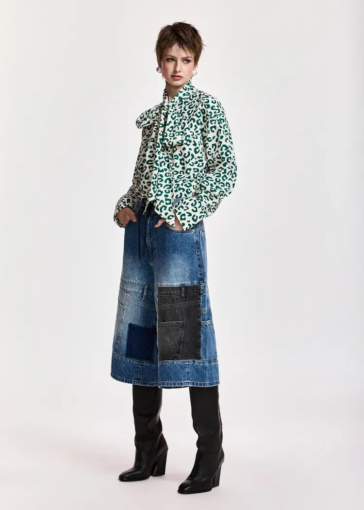 Essentiel Antwerp Patchwork Denim Culottes