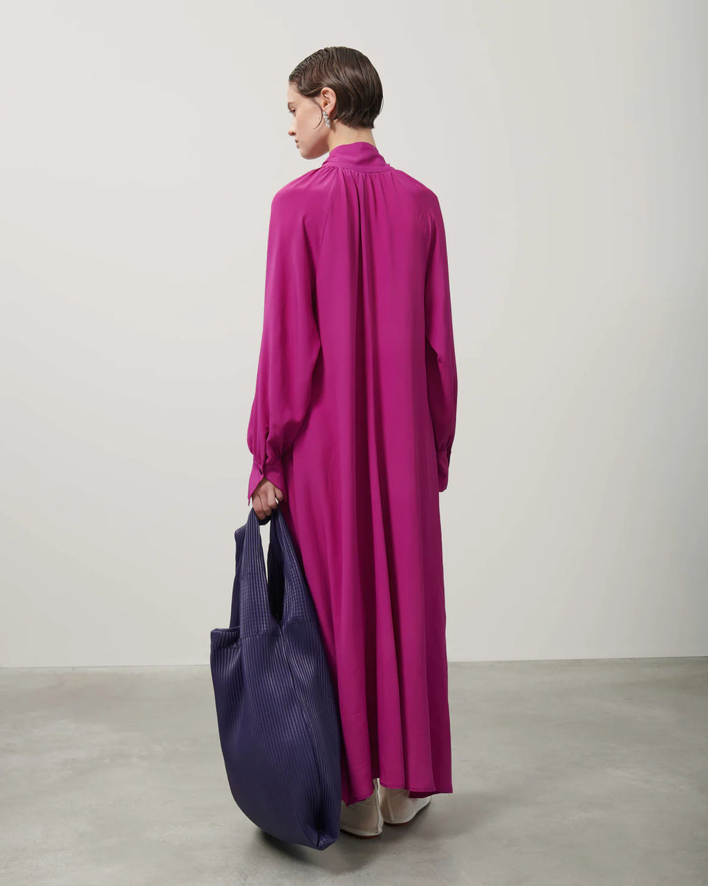 Beatrice B. Magenta Long Silk Blend Dress