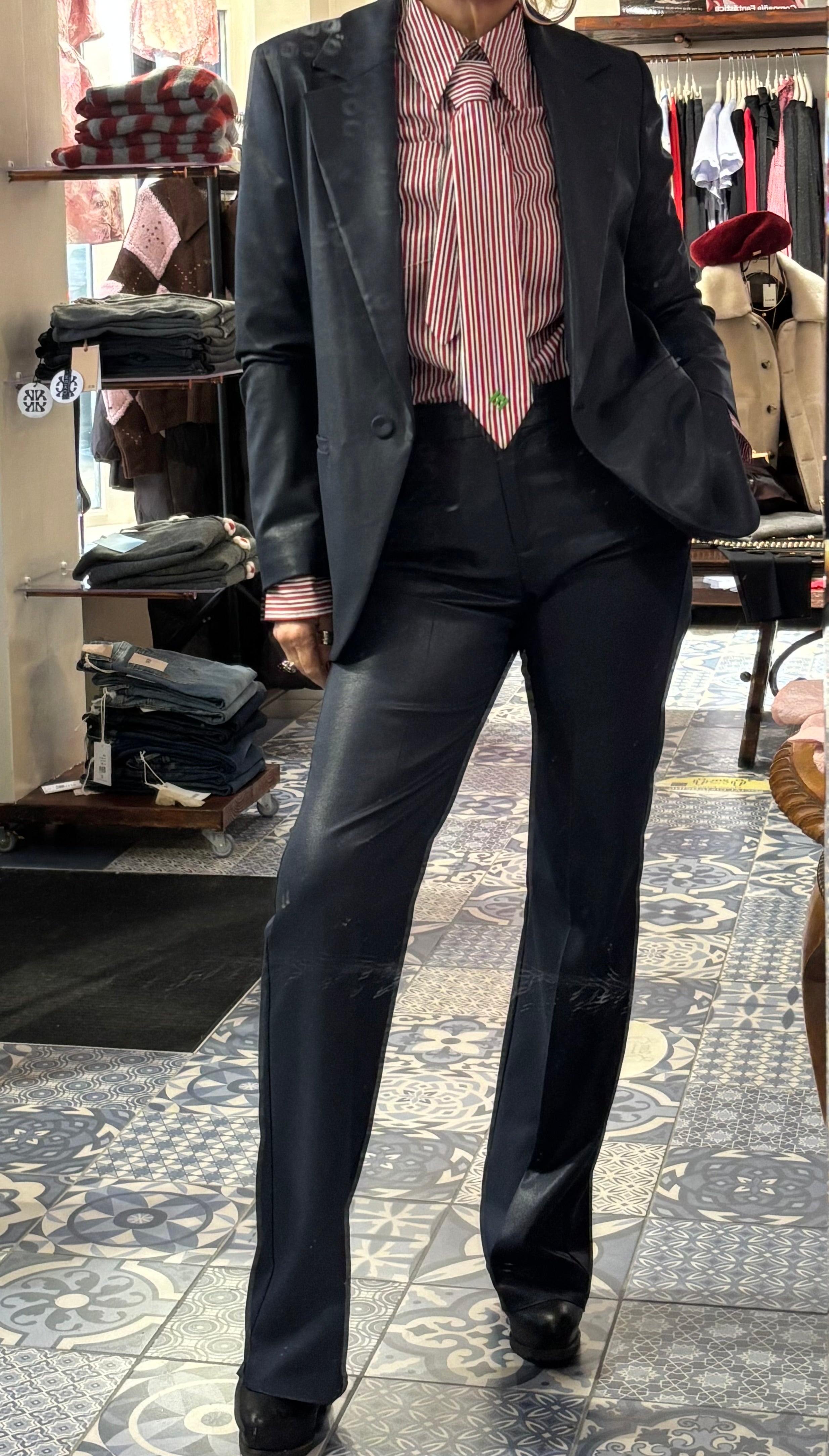 PENNYBLACK Navy Tailored Blazer in Glazed Sheen Finish