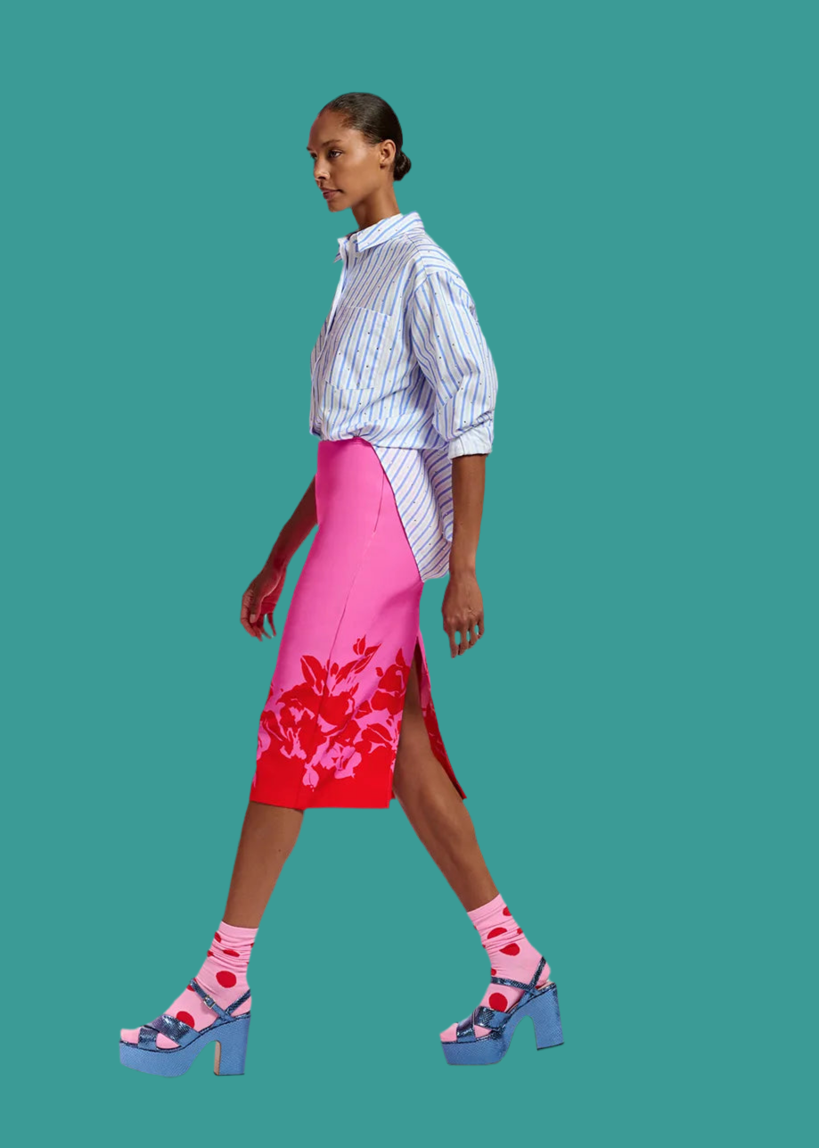 Essentiel Antwerp White and Blue Rhinestone Embellished Shirt