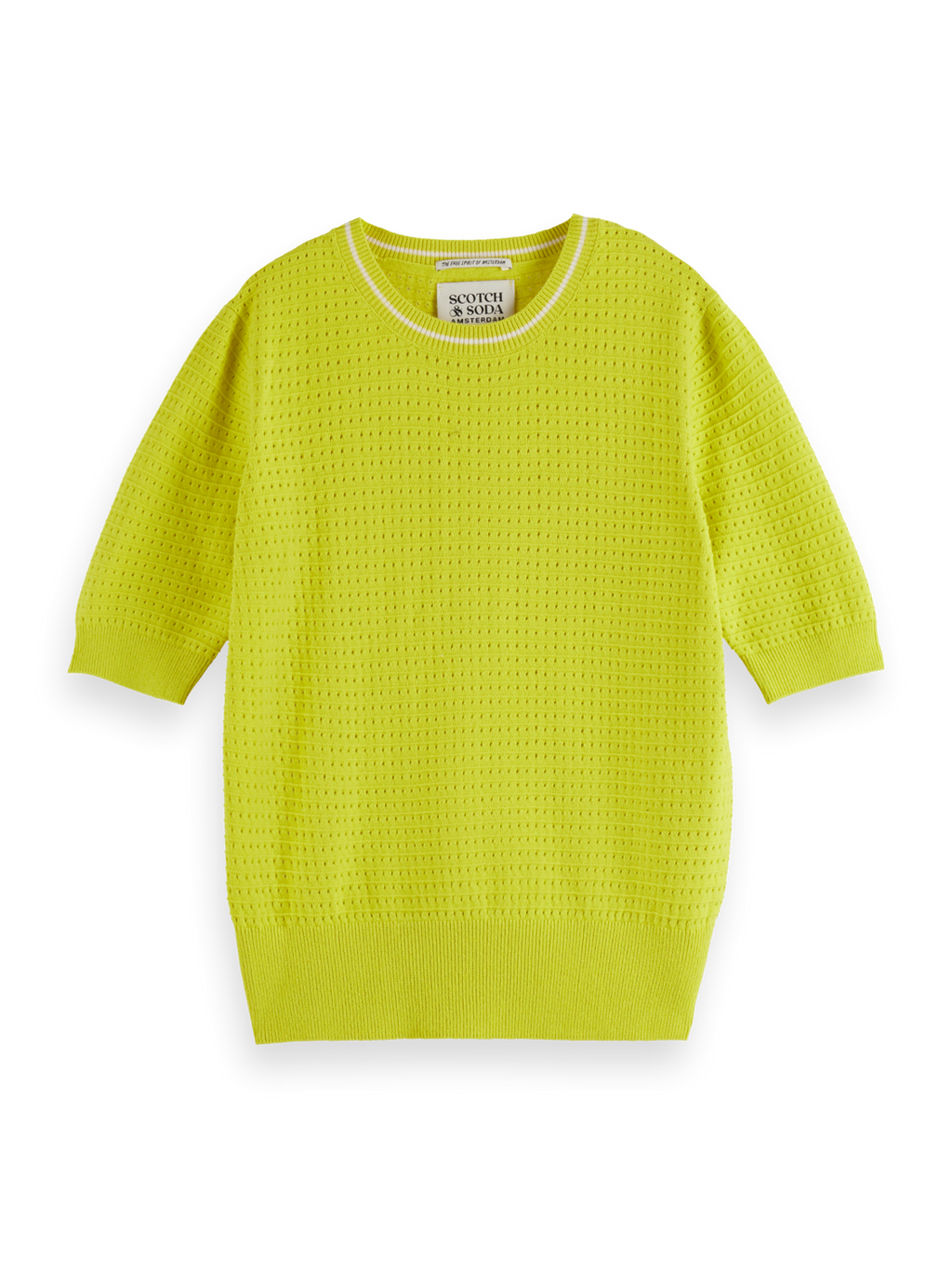 Scotch & Soda Lime pointelle short sleeve jumper