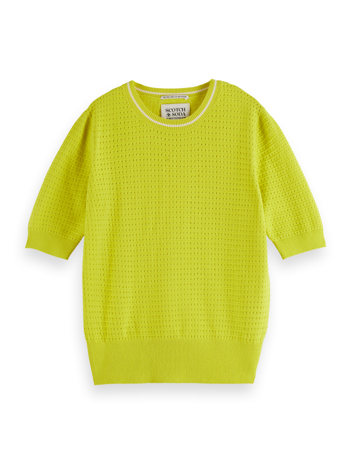 Scotch & Soda Lime pointelle short sleeve jumper
