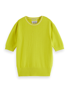 Scotch & Soda Lime pointelle short sleeve jumper