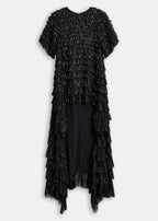 Essentiel Antwerp Black Ruffled Mini Dress with Train