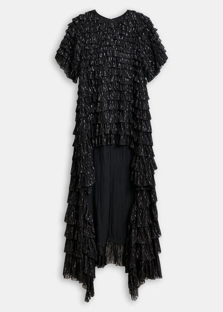 Essentiel Antwerp Black Ruffled Mini Dress with Train