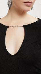 Ottod’Ame Black Lurex Top with Keyhole Neck