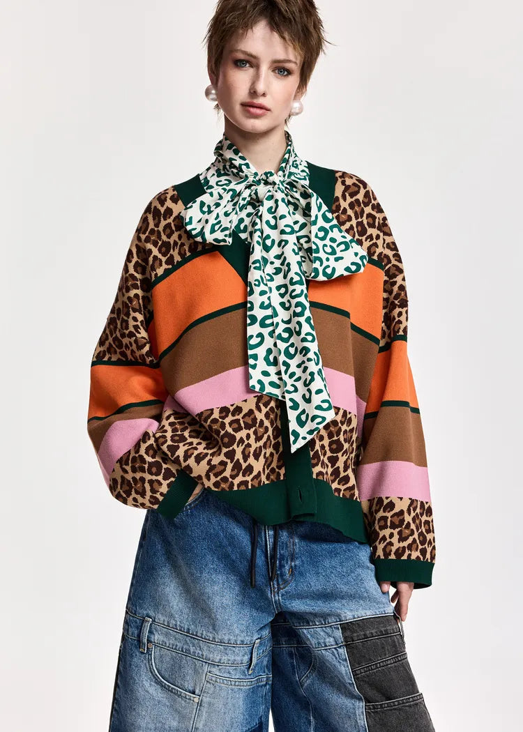 Essentiel Antwerp Leopard Print Knit Cardigan