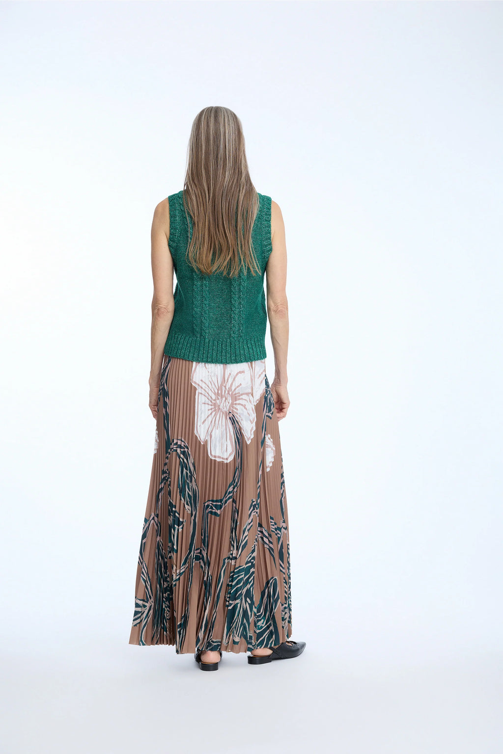 MUNTHE TAULLA Long Caramel Skirt with Floral Print
