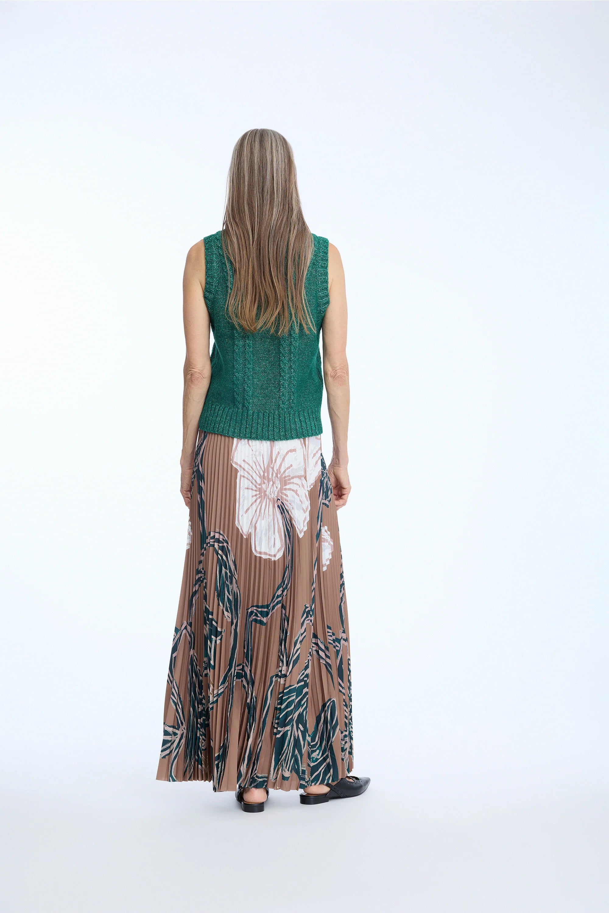 MUNTHE TAULLA Long Caramel Skirt with Floral Print