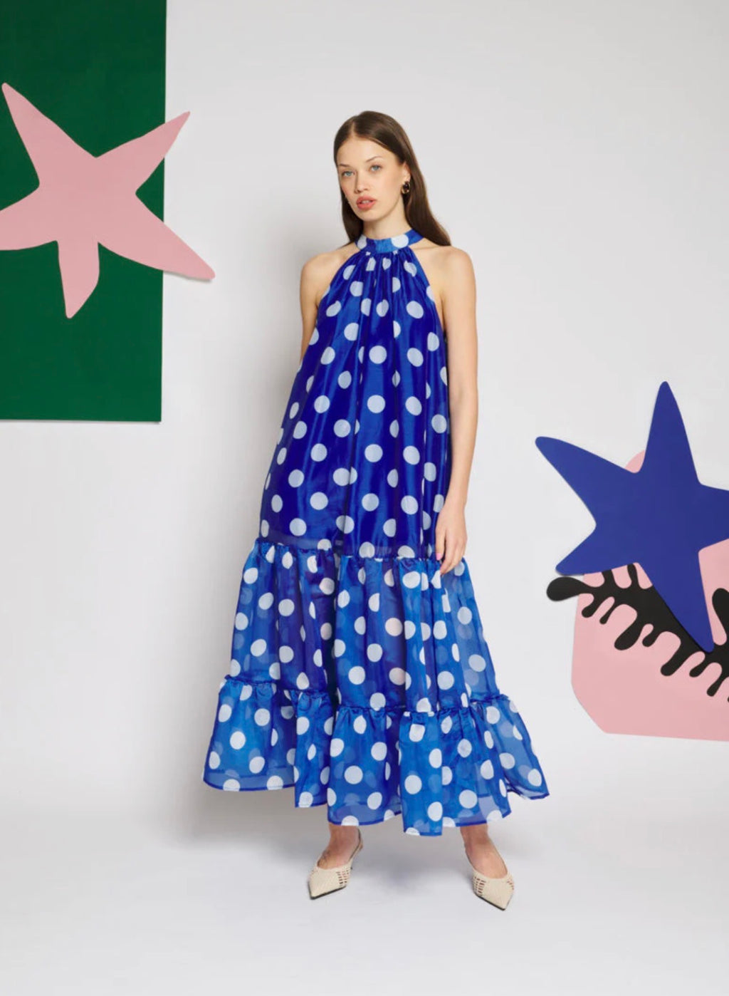 Sister Jane Blue Polka Dot Organza Midi Dress