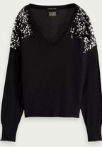 Scotch & Soda Black Fine Knit Sweater with Sequins