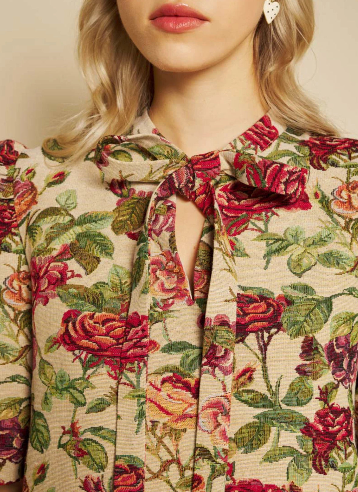 Sister Jane Rose Printed Tapestry Dress with Puff Sleeves