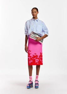 Essentiel Antwerp Pink and Red Midi Skirt