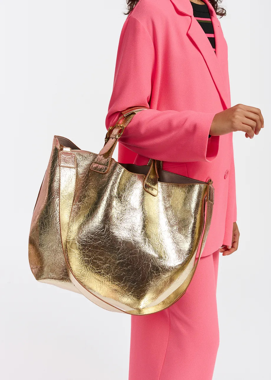 Essentiel Antwerp Gold Metallic Shopper Bag