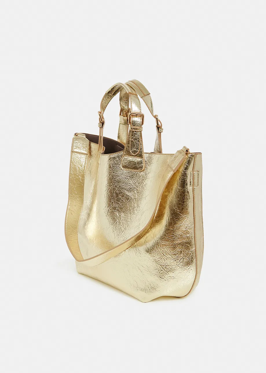 Essentiel Antwerp Gold Metallic Shopper Bag