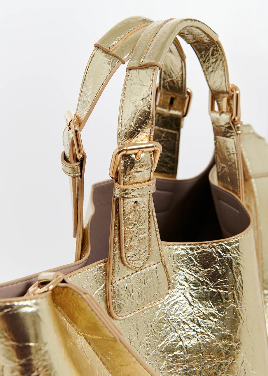 Essentiel Antwerp Gold Metallic Shopper Bag